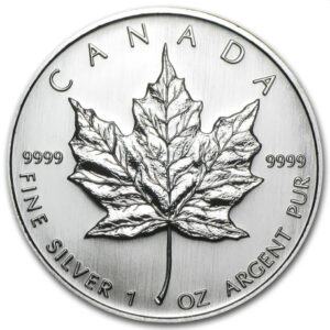 $5 Canadian - Maple leaf back-dated bu - 1 oz silver